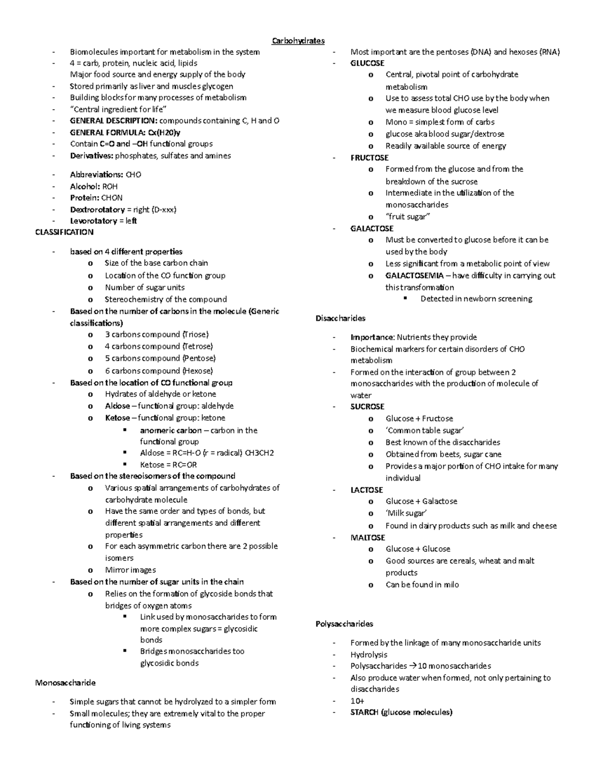 Carbohydrates - Lecture for carbs - Carbohydrates Biomolecules ...