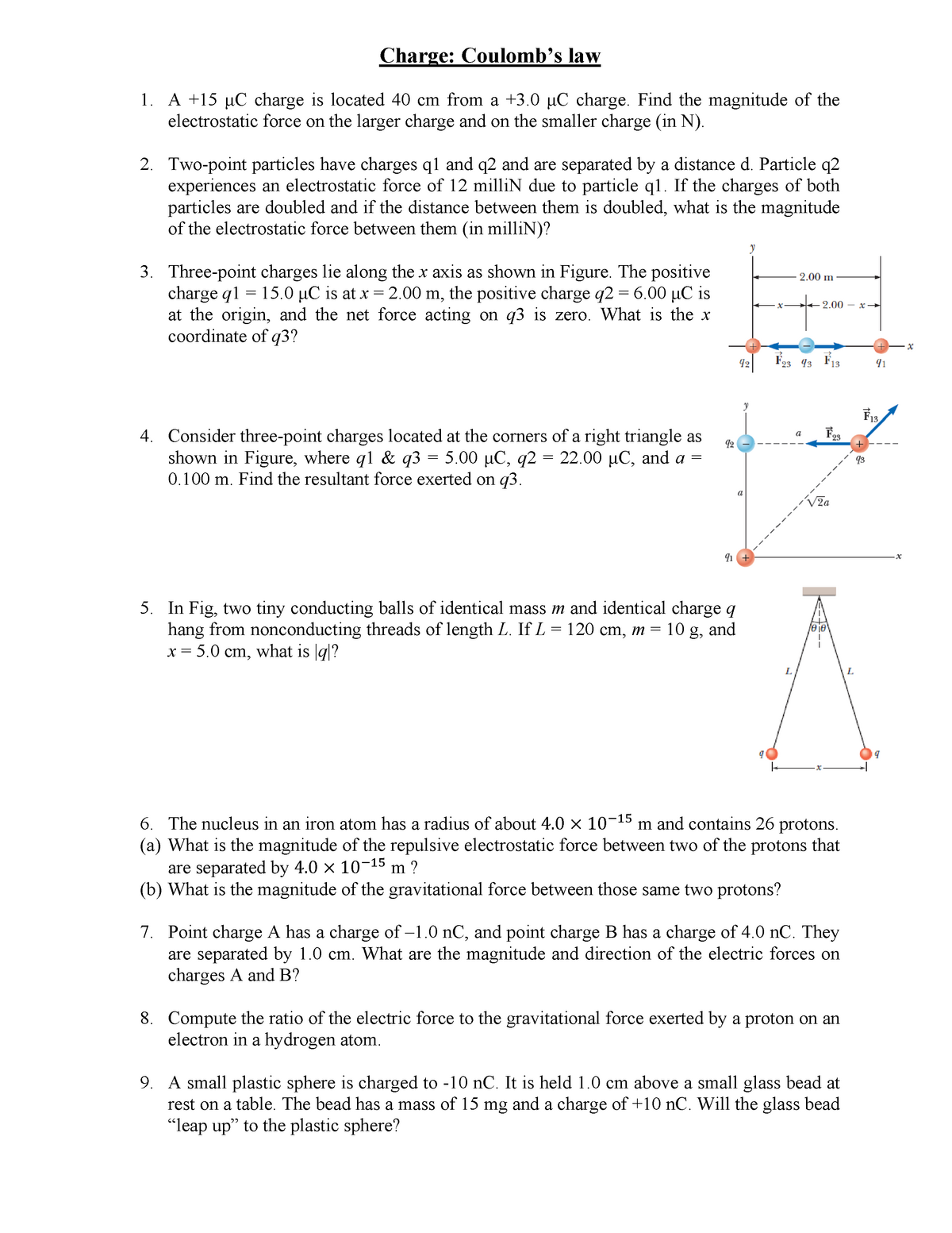 Home Work 01 Assignment Warning Tt Undefined Function 32 Charge Coulomb S Law A 15 Mc Studocu