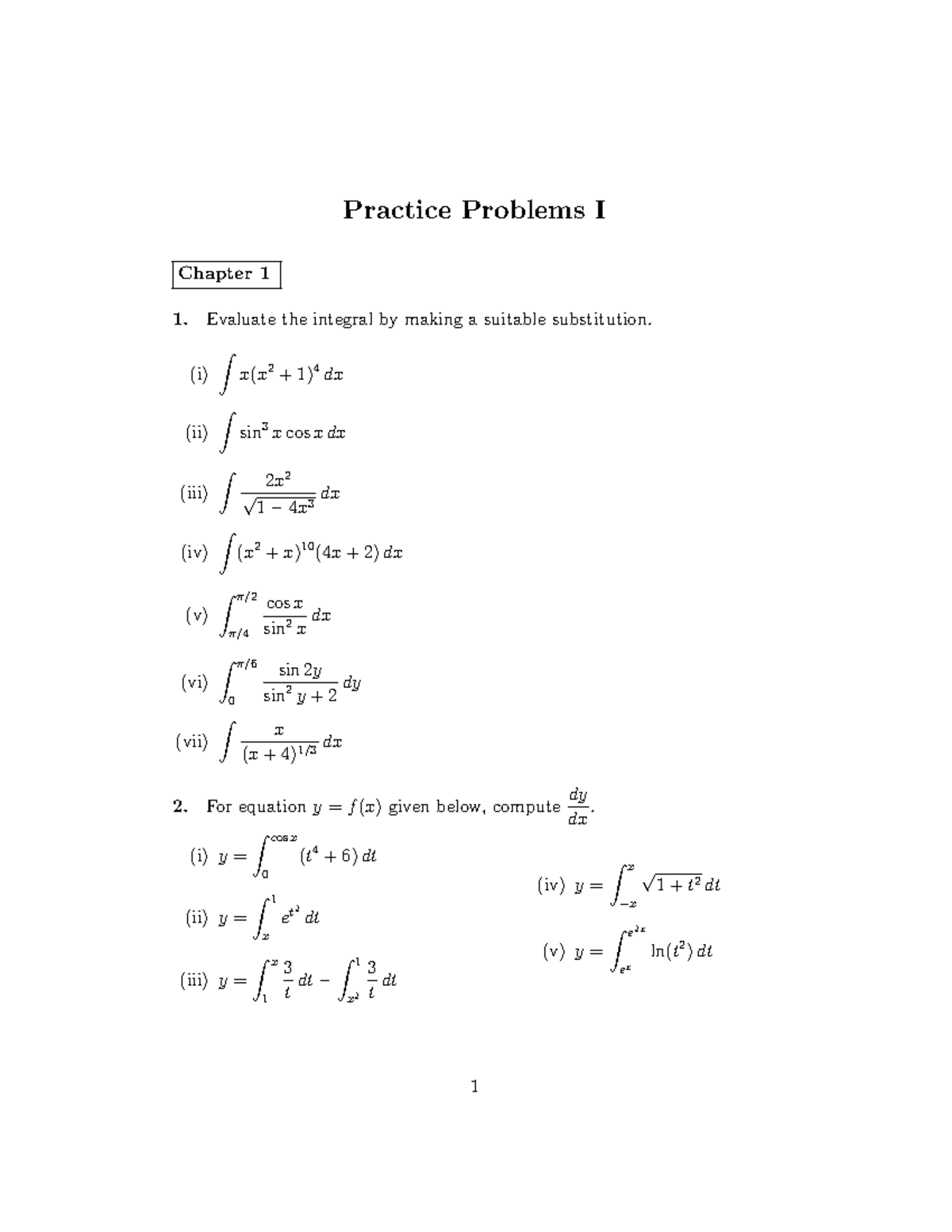 practice-problems-1-i-x-x-2-1-4-dx-ii-sin-3-x-cos-x-dx