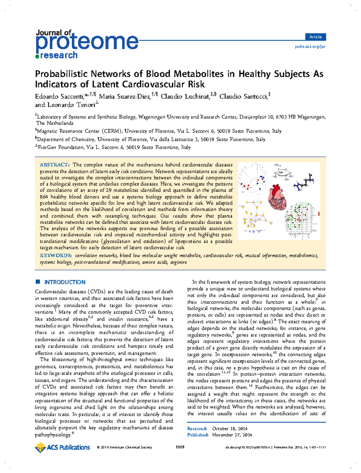 Probabilistic Networks of Blood Metabolites in Healthy Subjects As ...