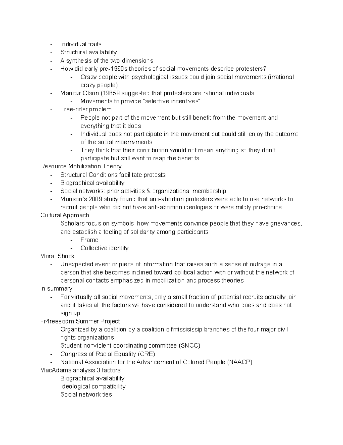 Theories of Recruitment - Individual traits Structural availability A ...