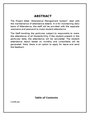 Attendance Management System- Report