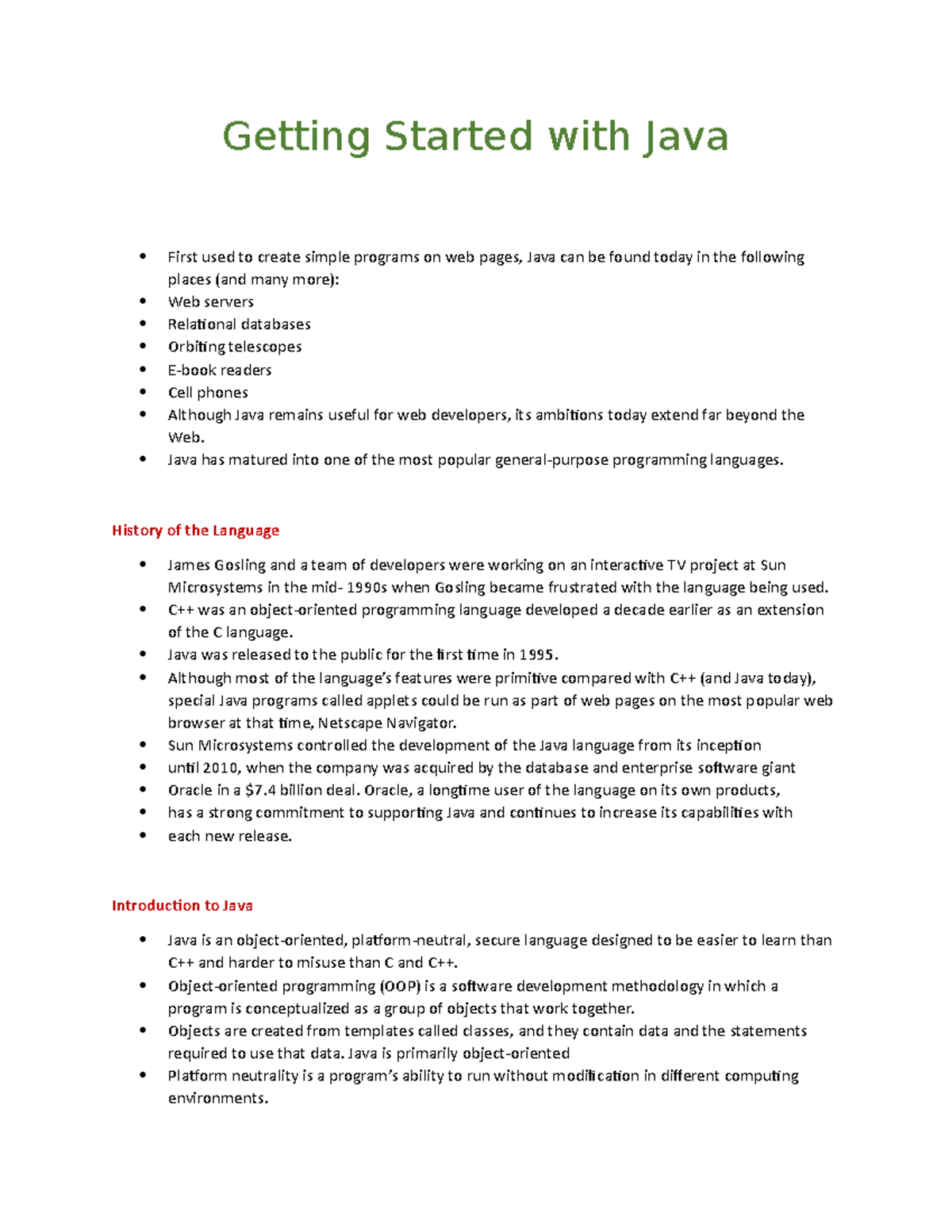 Getting Started with Java - Information technology - Studocu