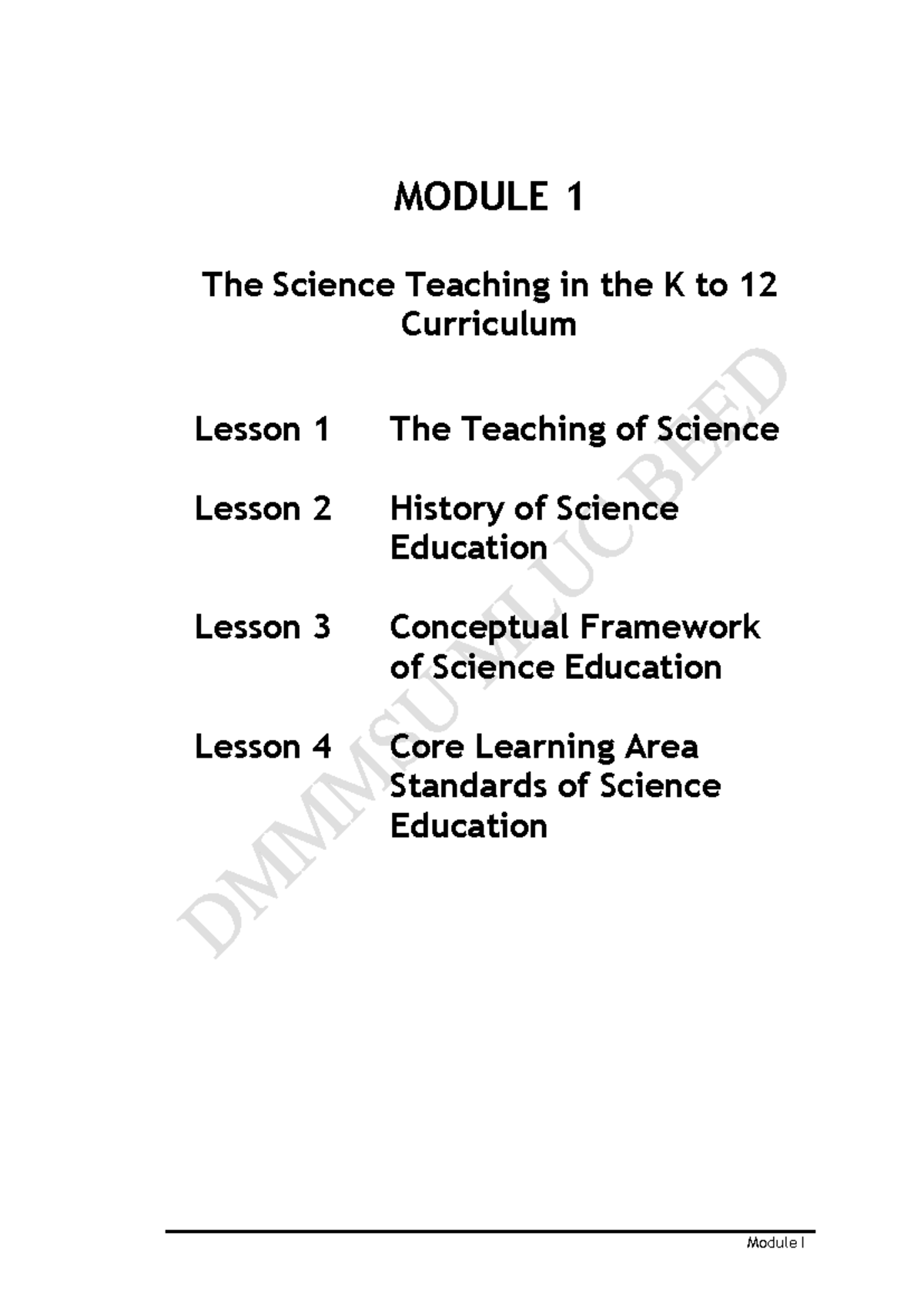 Module 1 EGED 105 MCP - ####### Module I MODULE 1 The Science Teaching ...