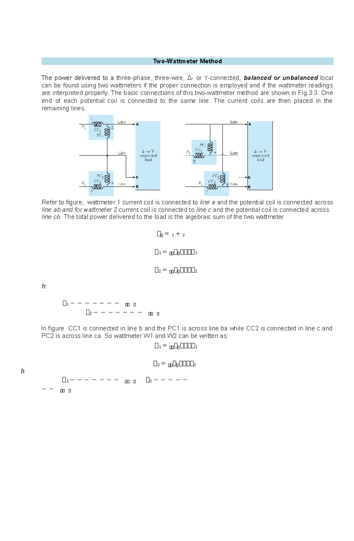 Two-Wattmeter Method - The basic connections of this two-wattmeter ...