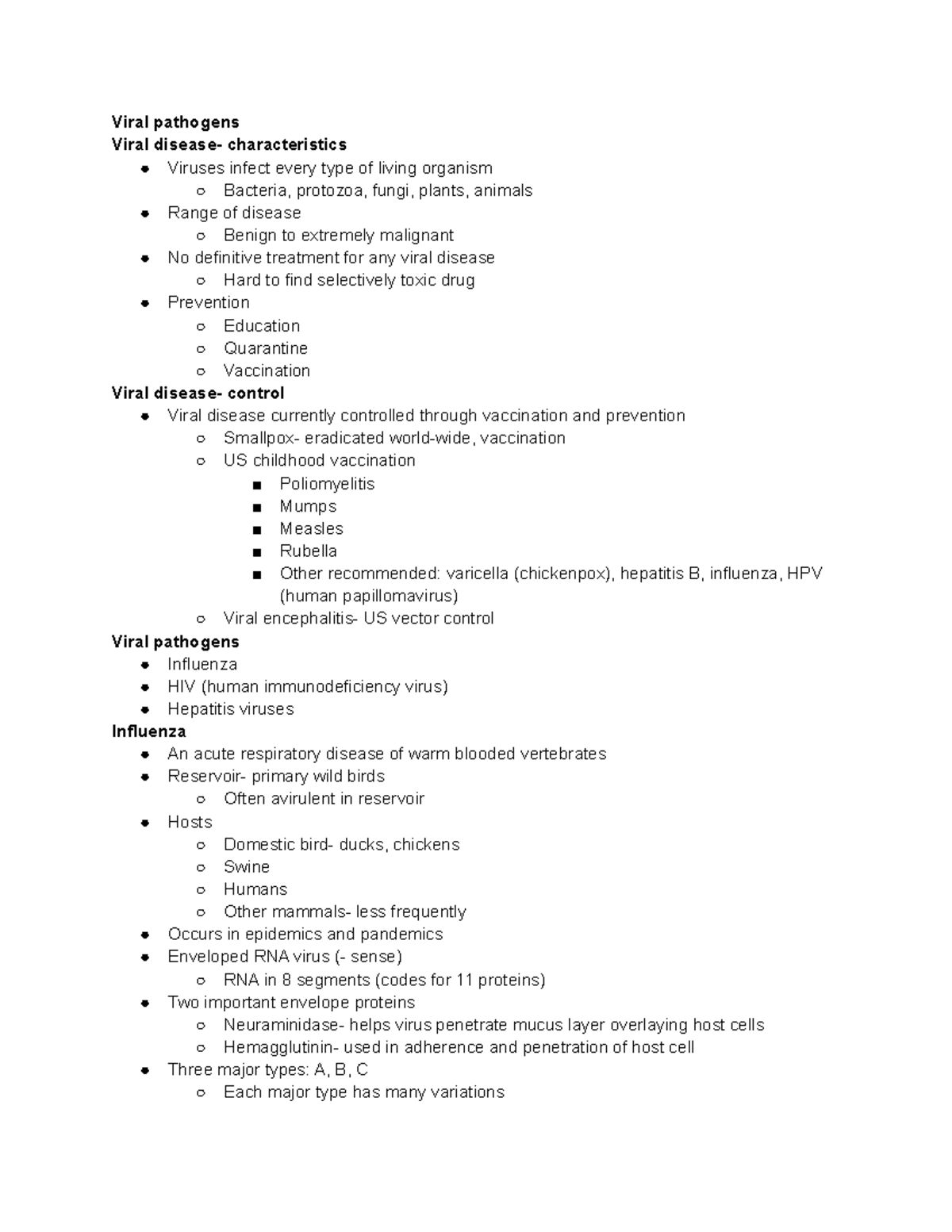 Viral Pathogens Dr Adam Aurther Leff Exam 4 Notes Viral Pathogens