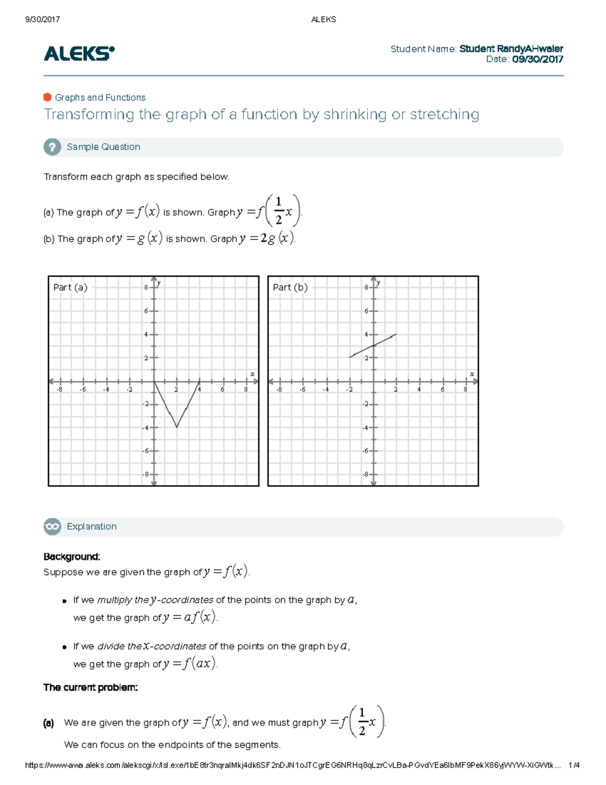 Aleks - hi this is math - Student Name: Student RandyAHwaier Date: 09 ...