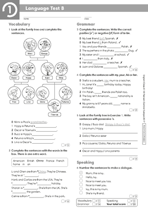 01. ECA1 Tests Language Test 1A - English Class A1 © Pearson Central ...