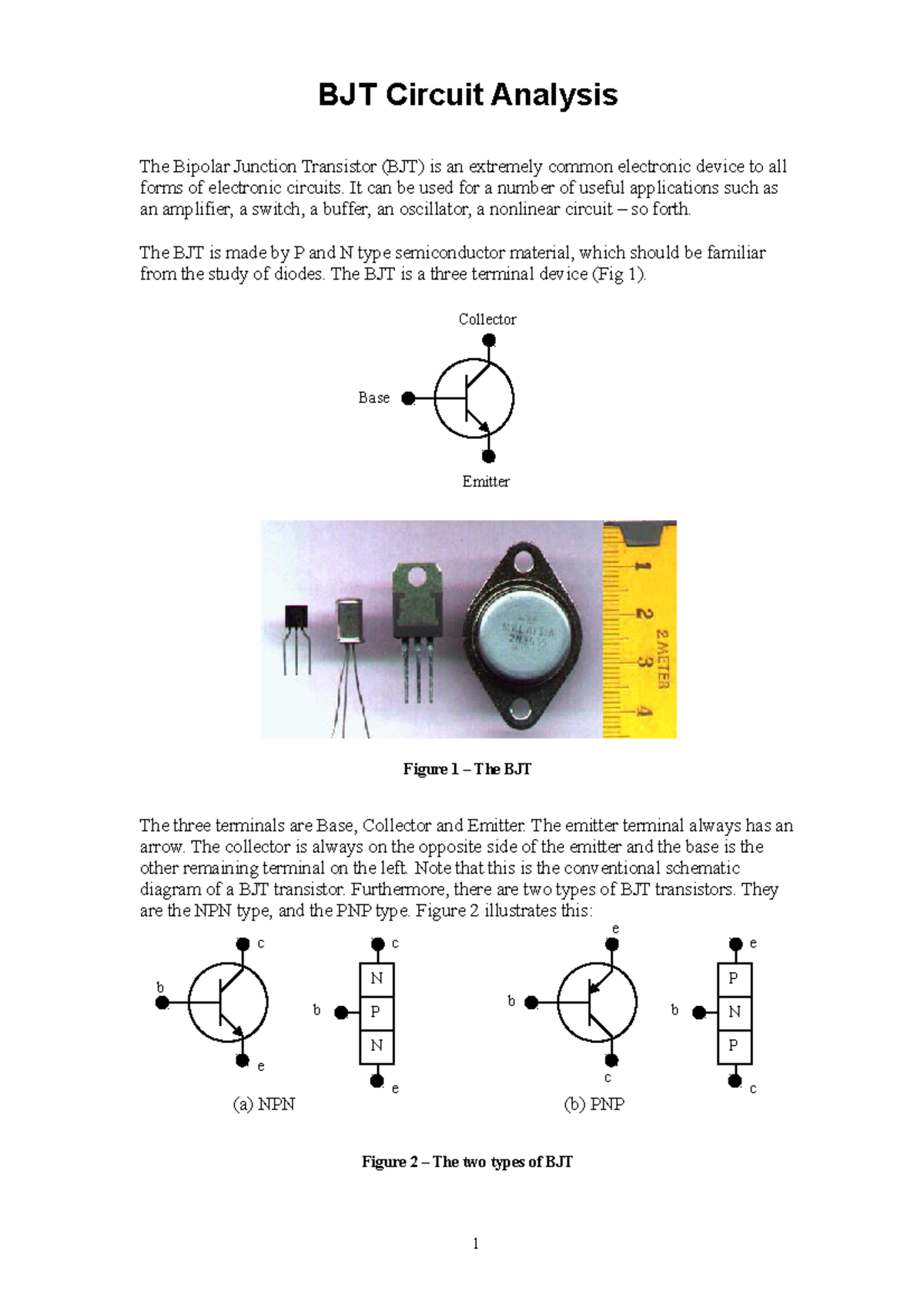 BJT asaSAs BJT Circuit Analysis The Bipolar Junction Transistor