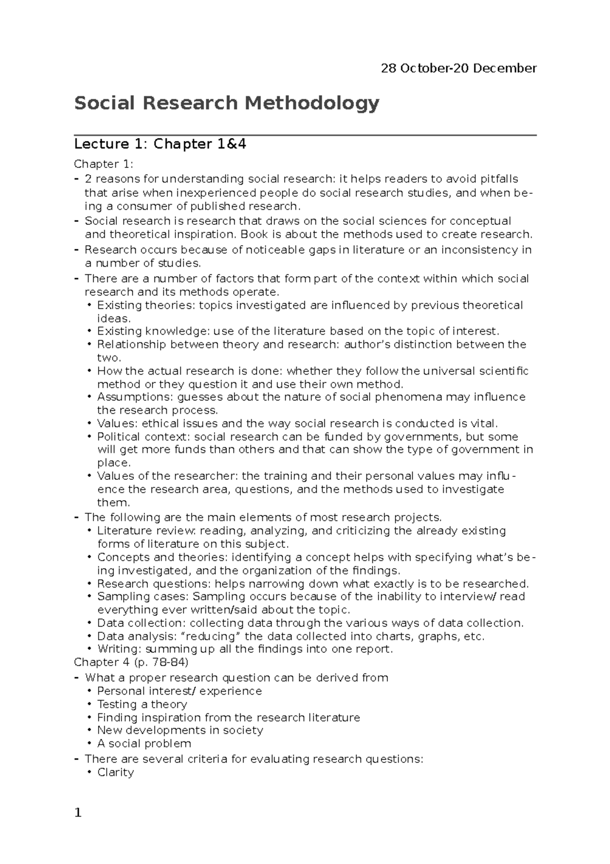 Social Research Methodology Summary - Social Research Methodology ...