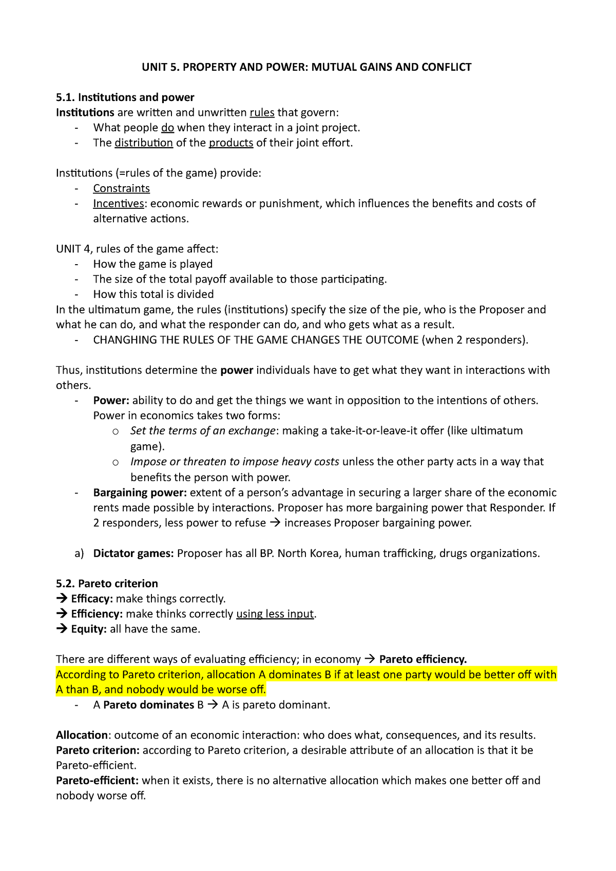 UNIT 5 - Lectures Notes On Each Topic - UNIT 5. PROPERTY AND POWER ...