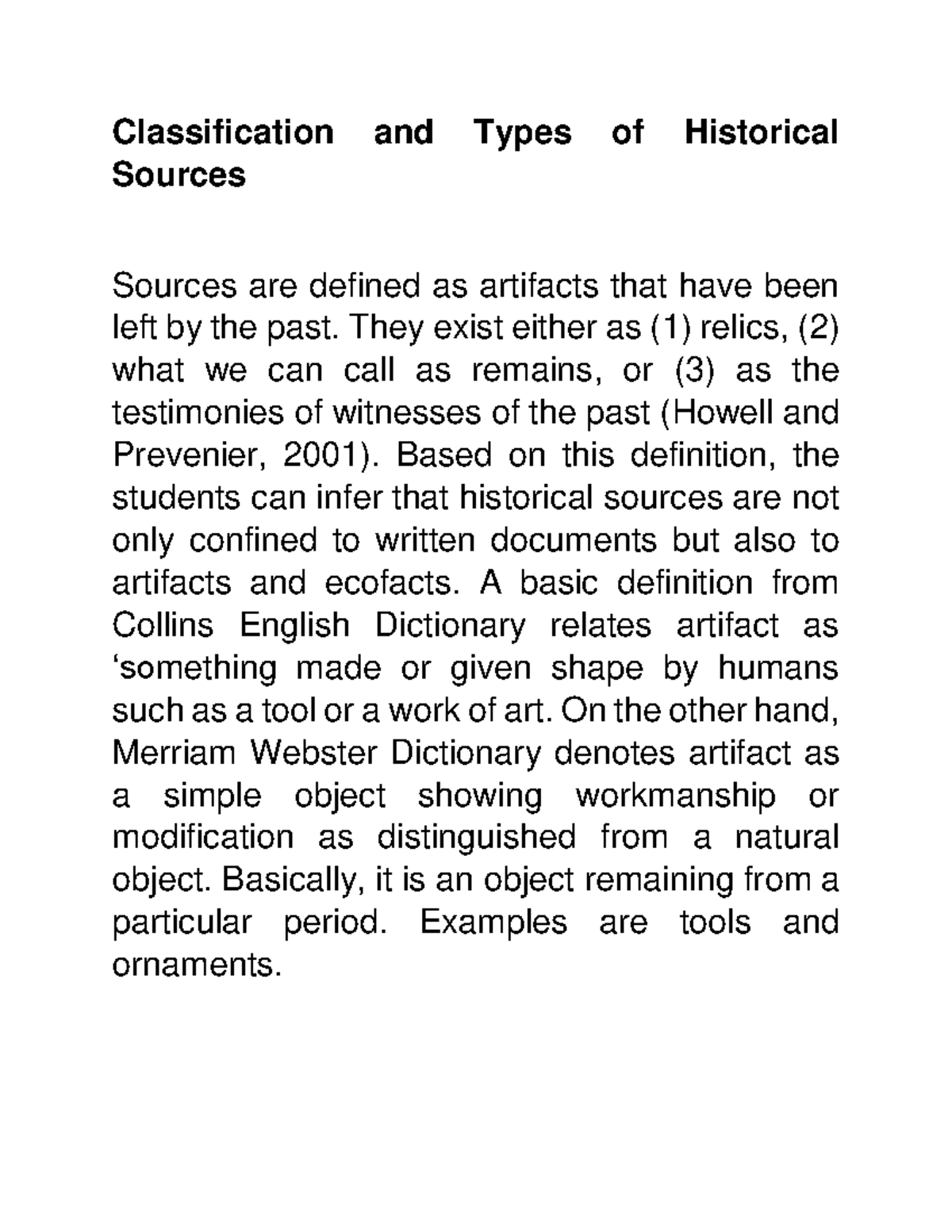 Classification And Types Of Historical Sources Classification And 