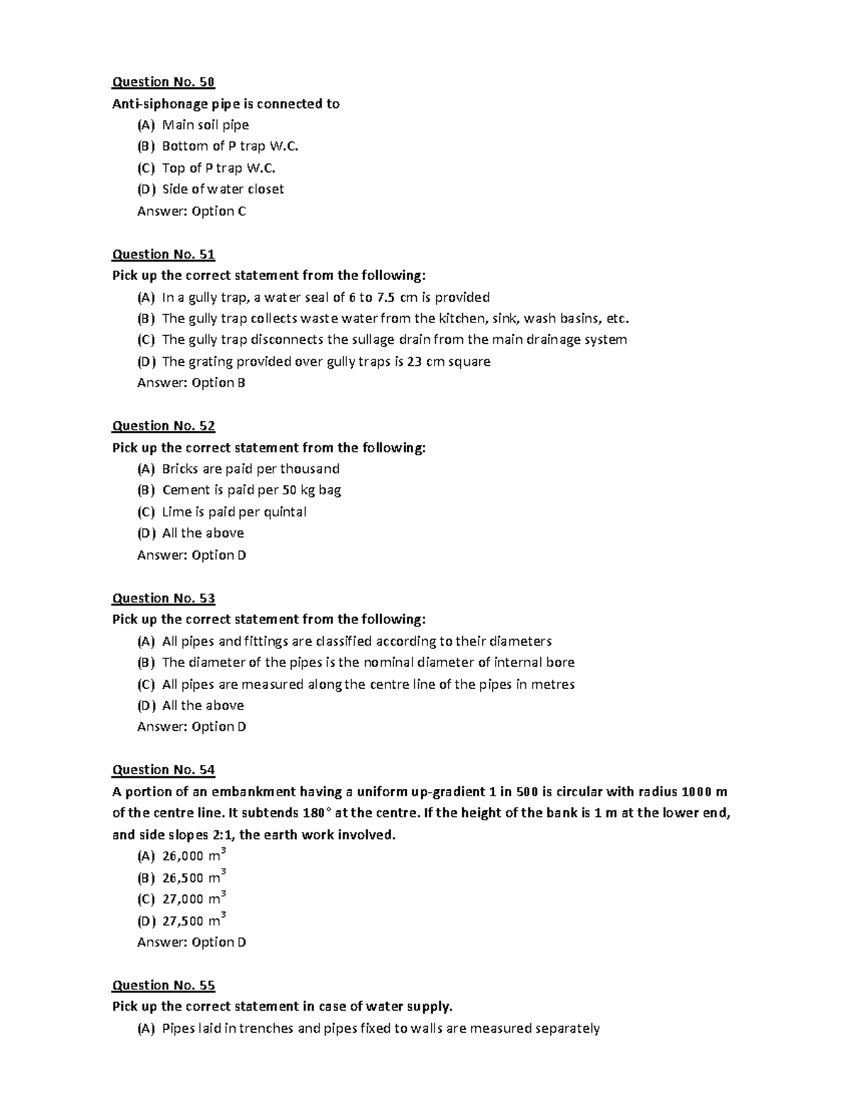 4 Estimation and costing Important 2 mark questions - Question No. 50 ...