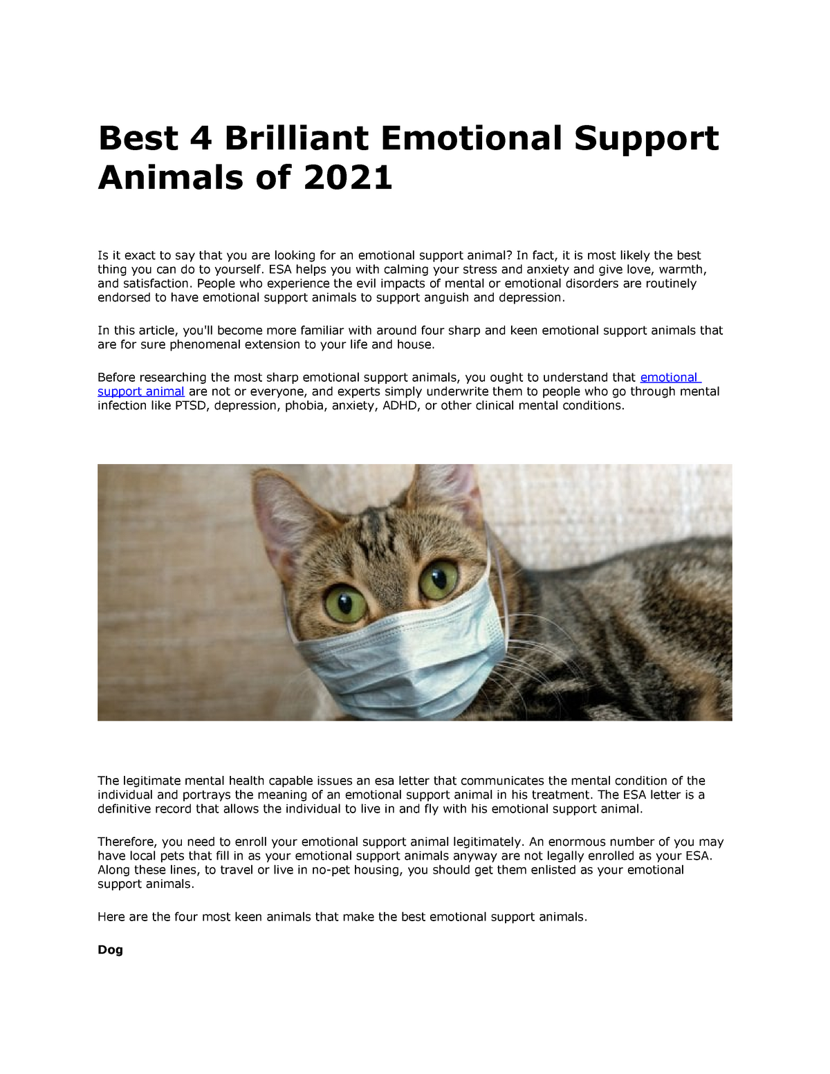 Comb 4 8 august - Blogs - Best 4 Brilliant Emotional Support Animals of  2021 Is it exact to say that - Studocu