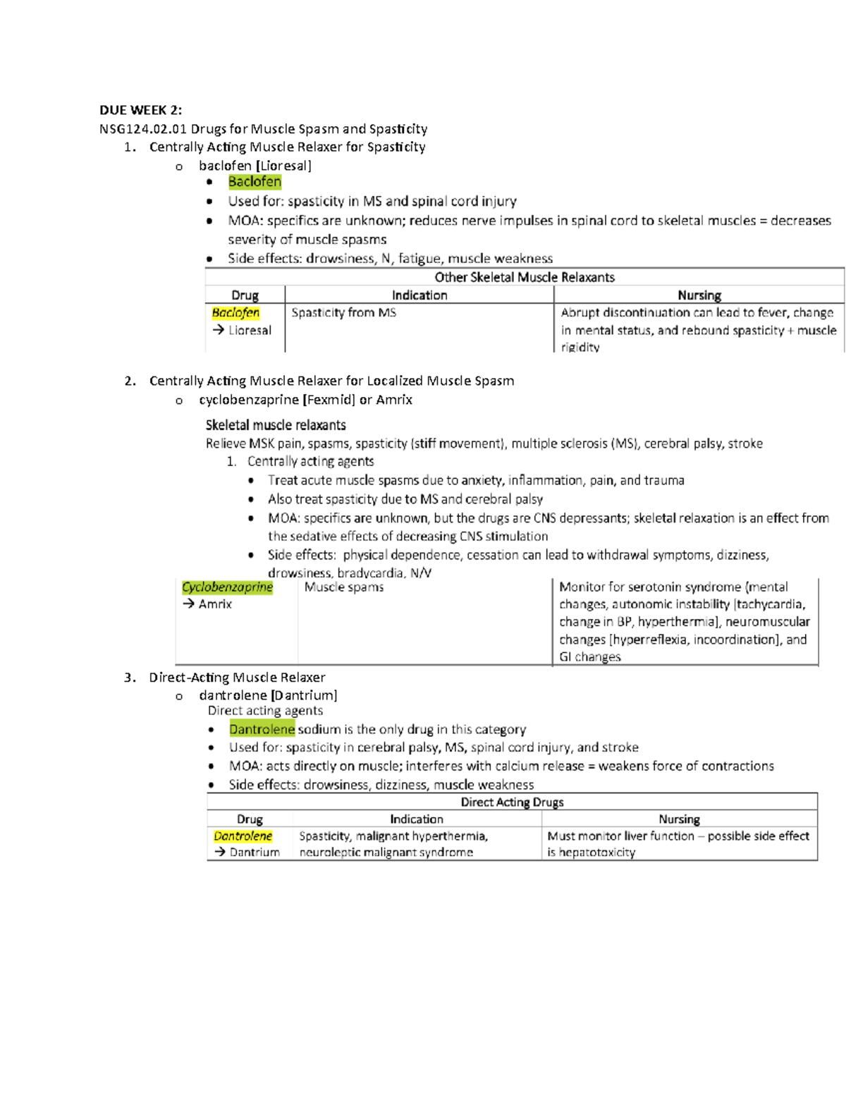 Flash Cards - Pharmacology Drug Card - DUE WEEK 2: NSG124.02 Drugs For ...