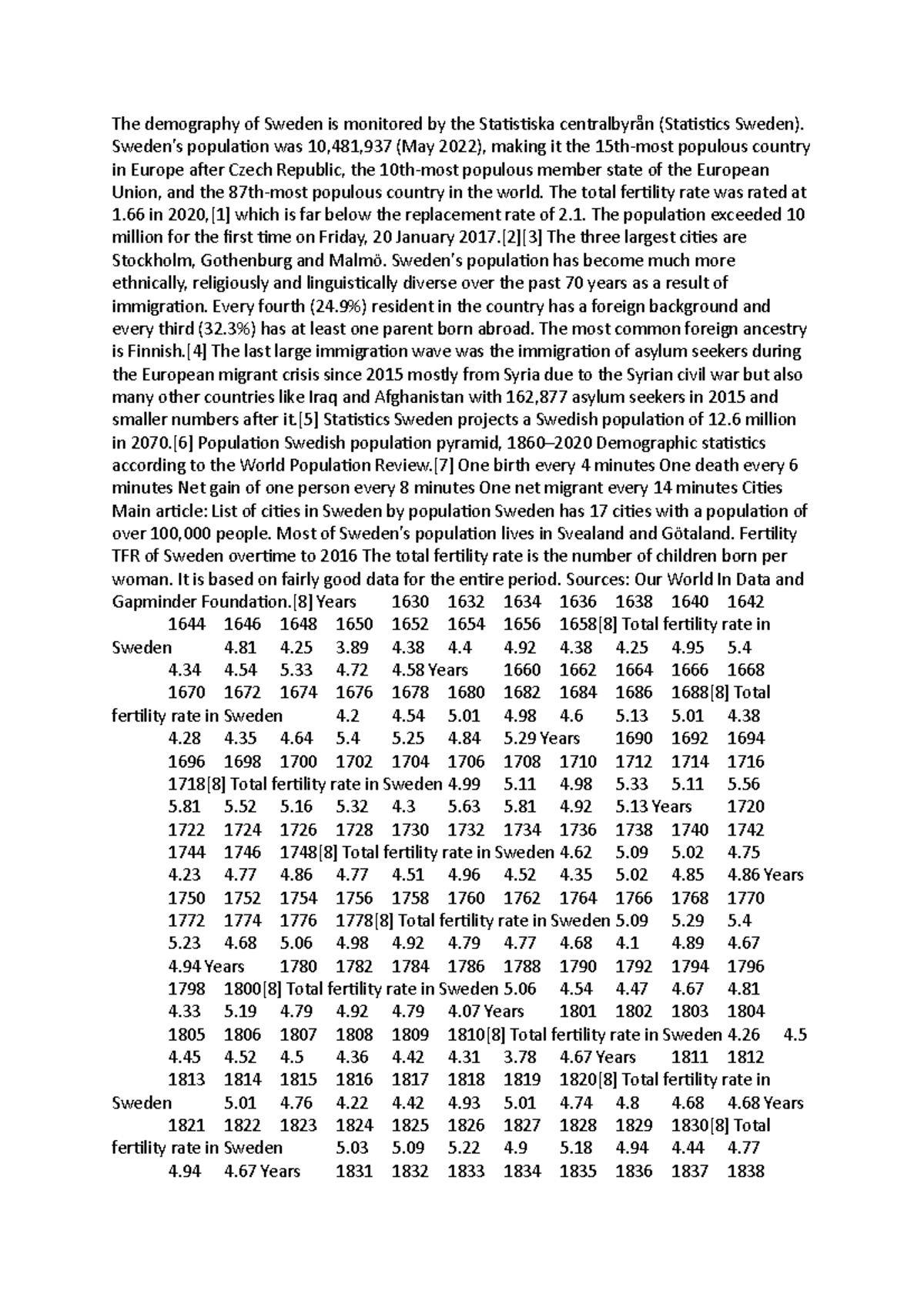 Sweden - Summary - The Demography Of Sweden Is Monitored By The ...