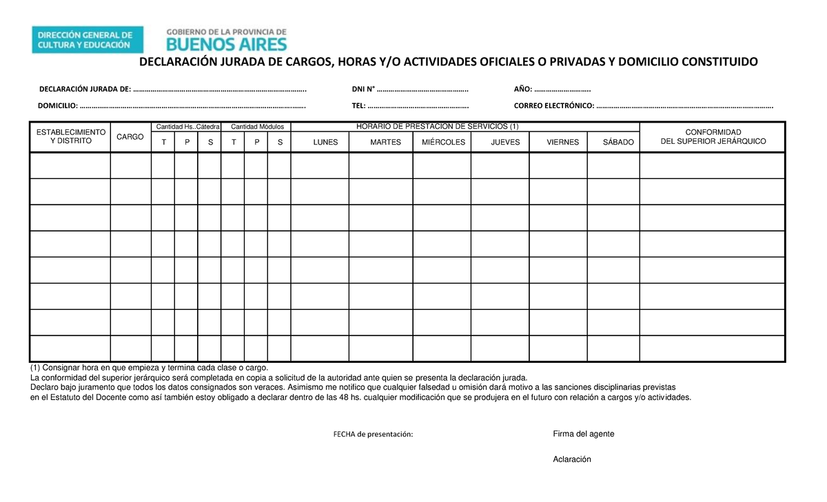 DDJJ-Cargos - Cargos Docentes A Declarar - DECLARACIÓN JURADA DE CARGOS ...