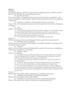 D196 Study Guide - D196 – Principles Of Financial And Managerial ...