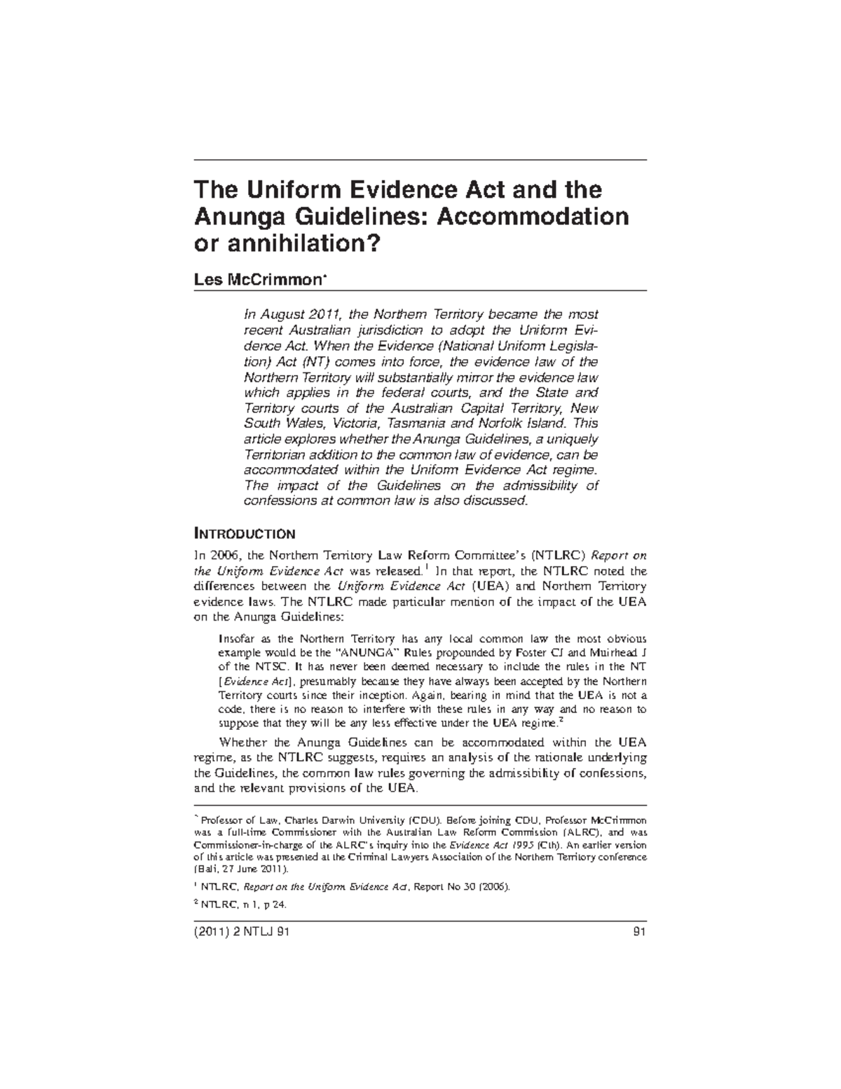Anunga Guidelines - The Uniform Evidence Act and the Anunga Guidelines ...