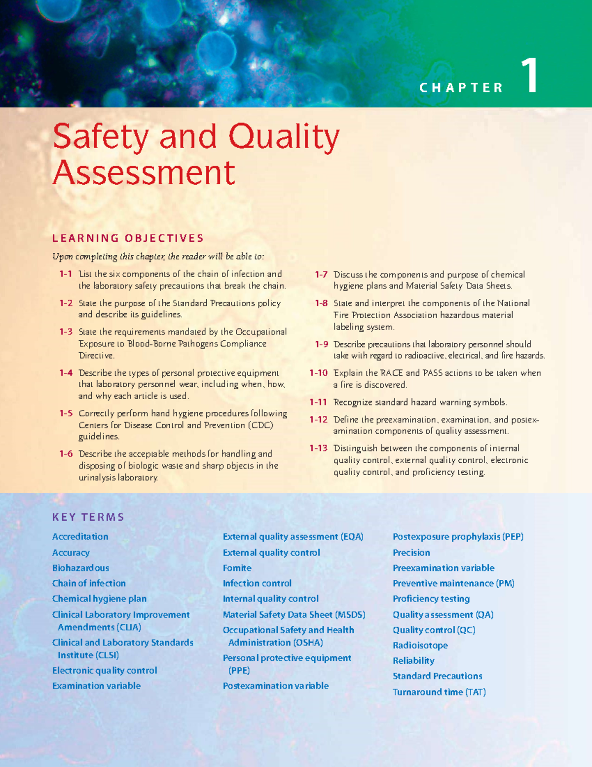 Ch 1 Resources for Urinalysis C H A P T E R 1 Safety and Quality