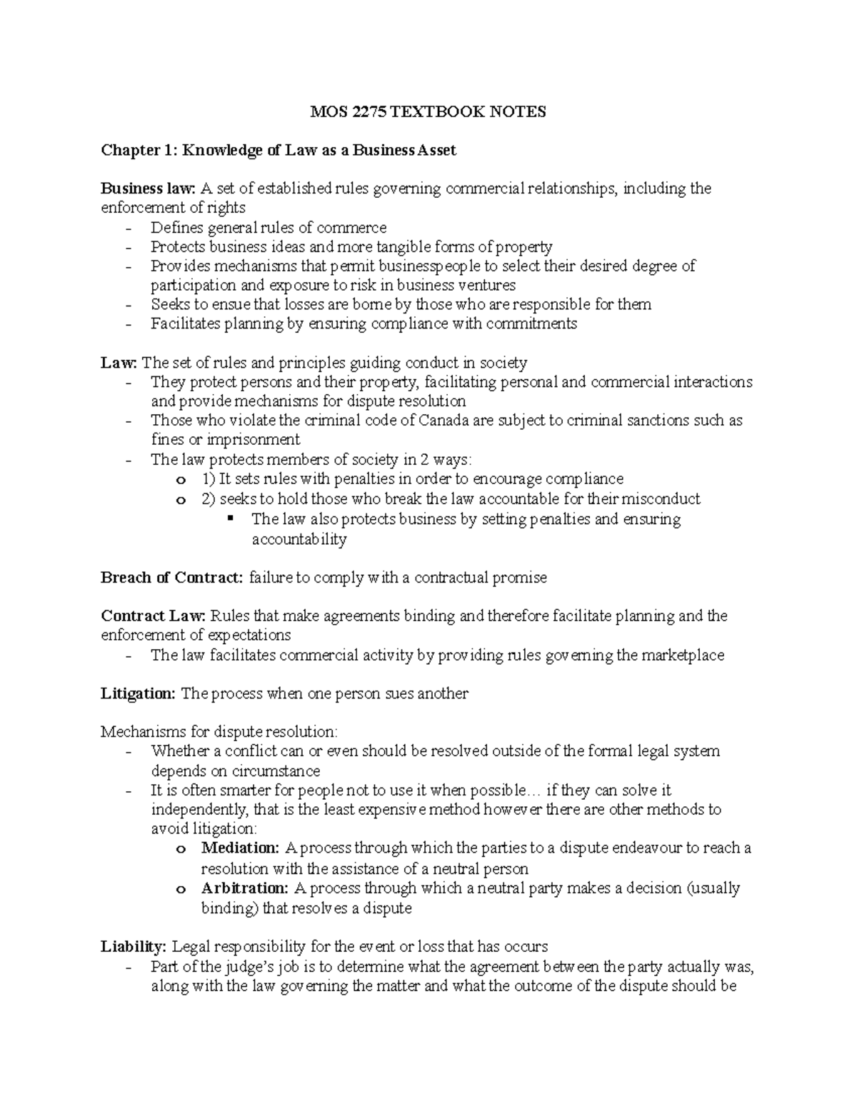 MOS 2275 Textbook Summary - MOS 2275 TEXTBOOK NOTES Chapter 1 ...