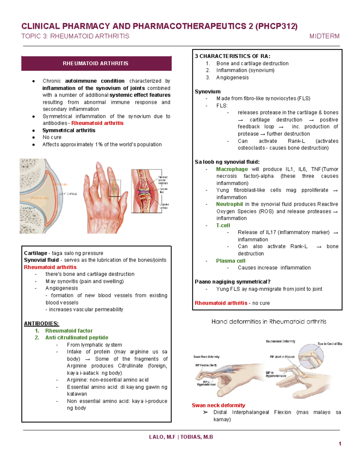 Rheumatoid-arthritis - TOPIC 3: RHEUMATOID ARTHRITIS MIDTERM RHEUMATOID ...