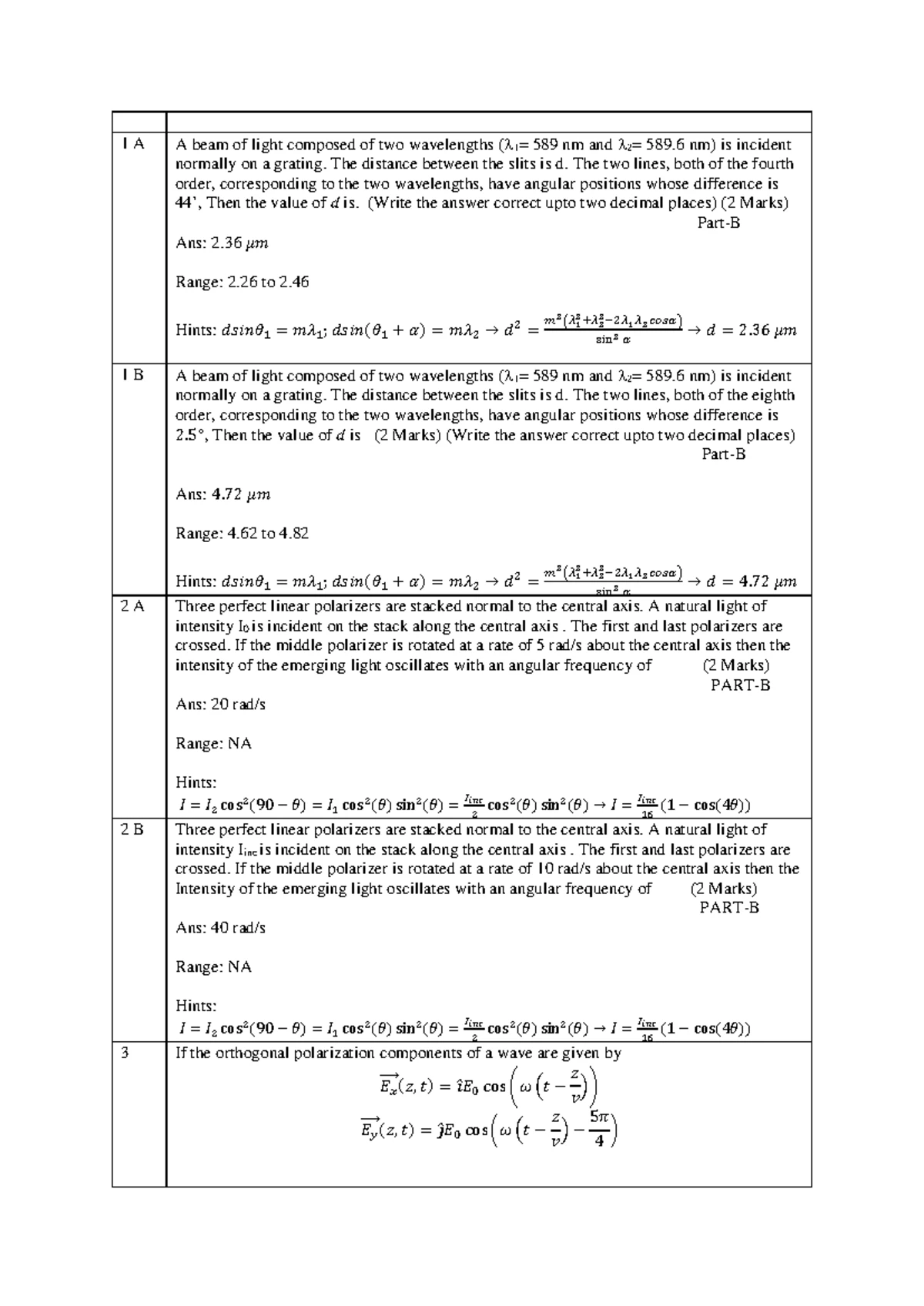 Problem Set 3 - Tutorial - Problem Set - Physics of Waves - PH11003 ...