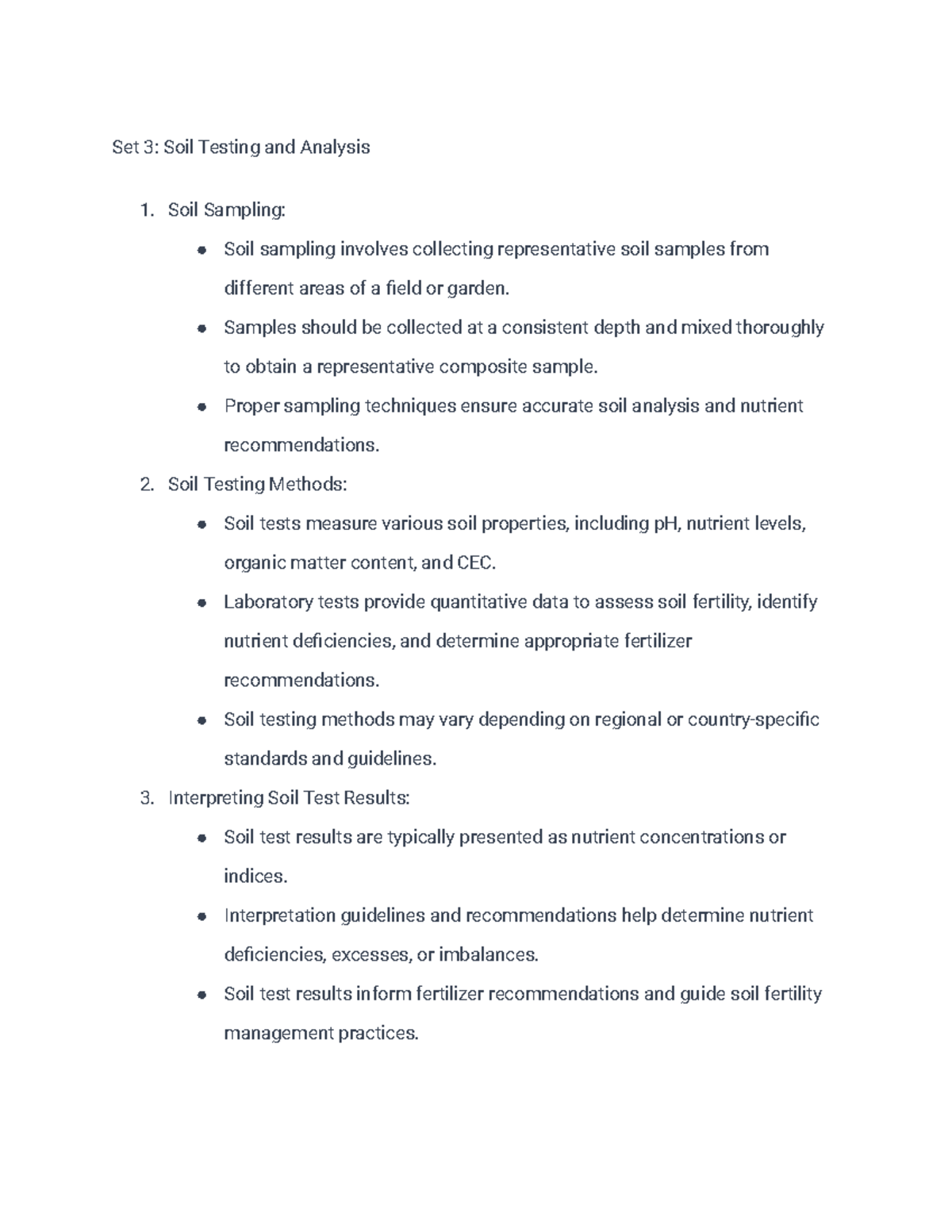 Set 3 Soil Testing and Analysis - Set 3: Soil Testing and Analysis Soil ...