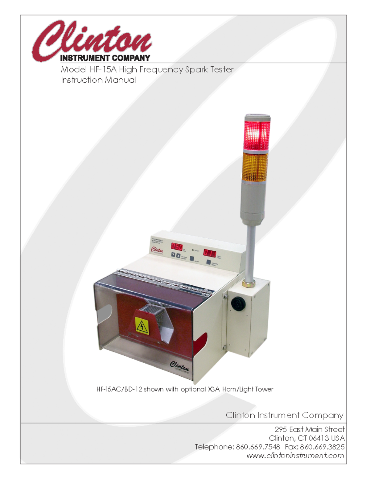Clinton HF15A Instrunction Manual Model HF15A High Frequency Spark