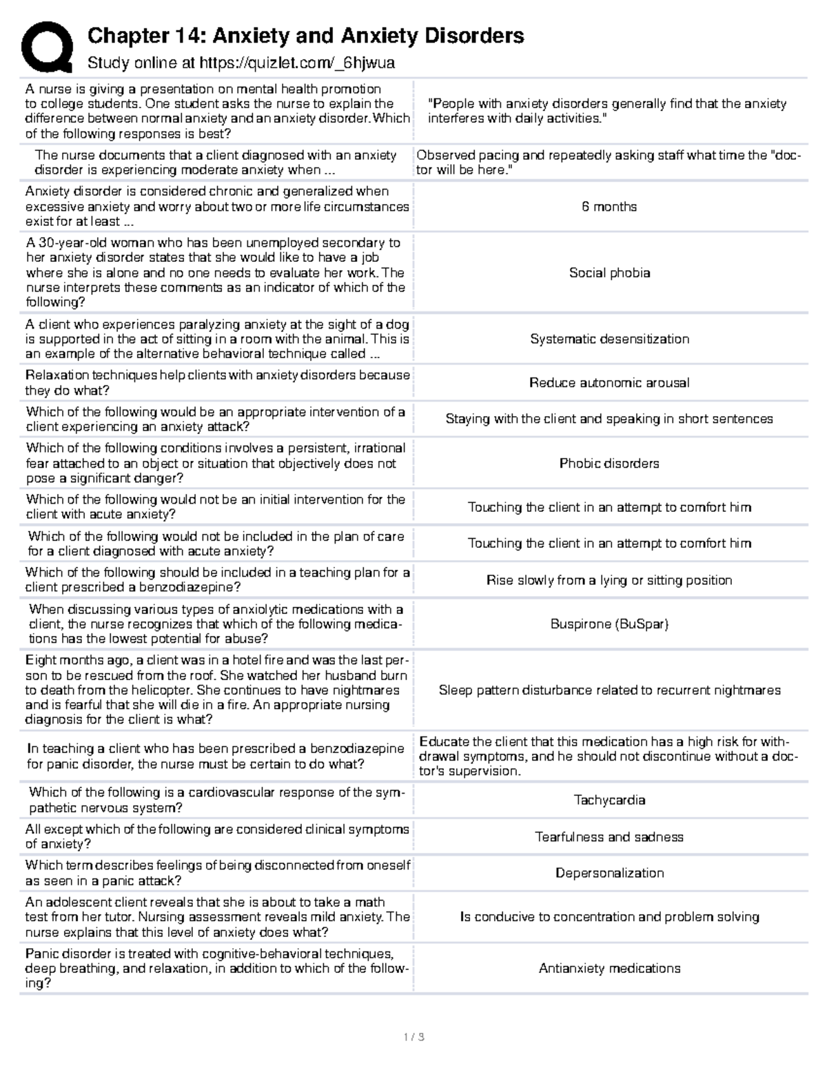 Unknown-12 - free - Chapter 14: Anxiety and Anxiety Disorders Study ...