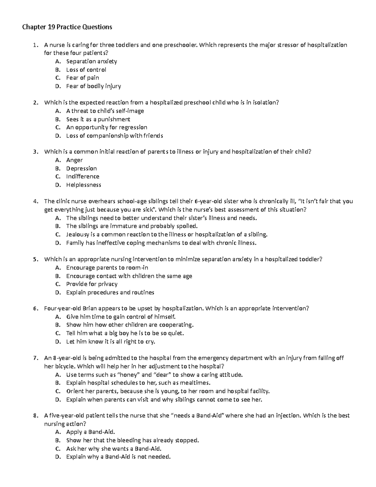 Chapter 19 Practice Questions - Chapter 19 Practice Questions 1. A ...