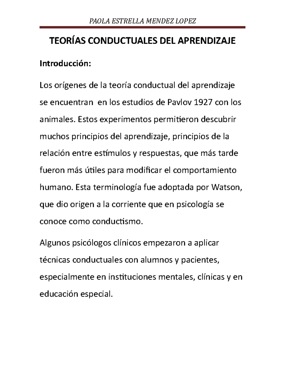 teoría del aprendizaje conductual