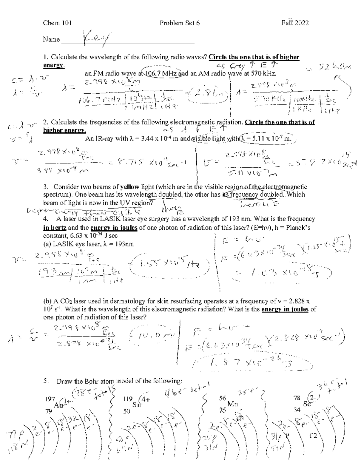 General Chemistry 1 Week 6 Practice Problems Answer Key Page 1/3 - Chem ...