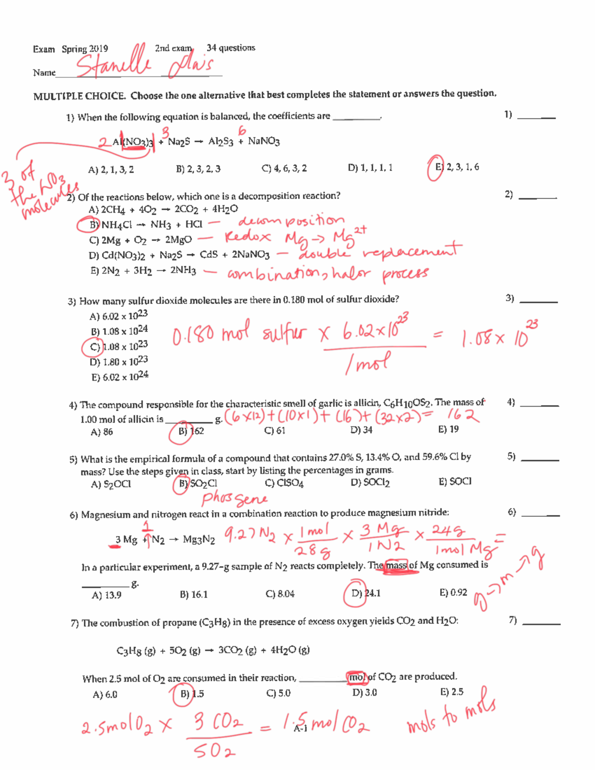 2nd Examsp 19onlyversion A is correct - CHEM 1212 - Studocu