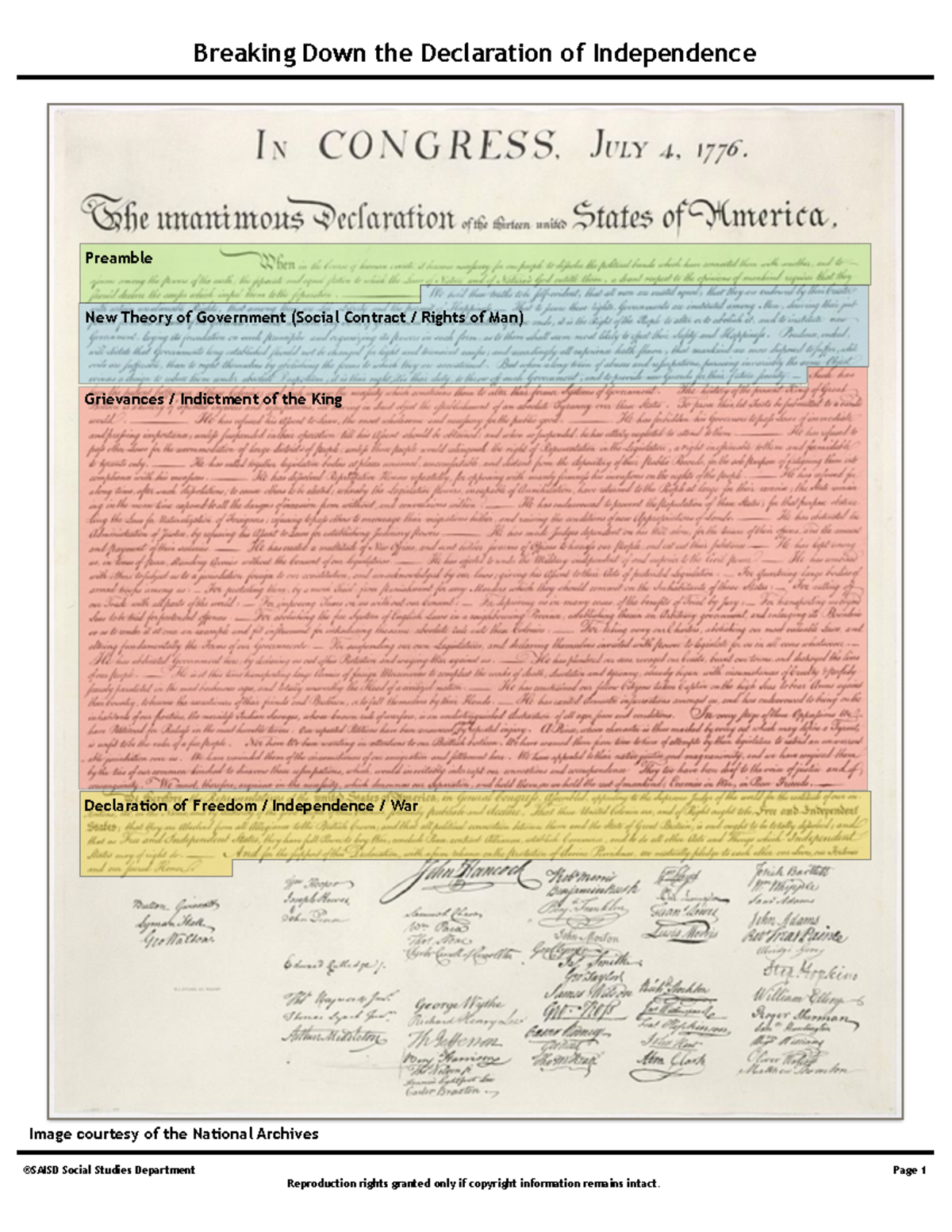 Decleration explained - ®SAISD Social Studies Department Page 1 ...