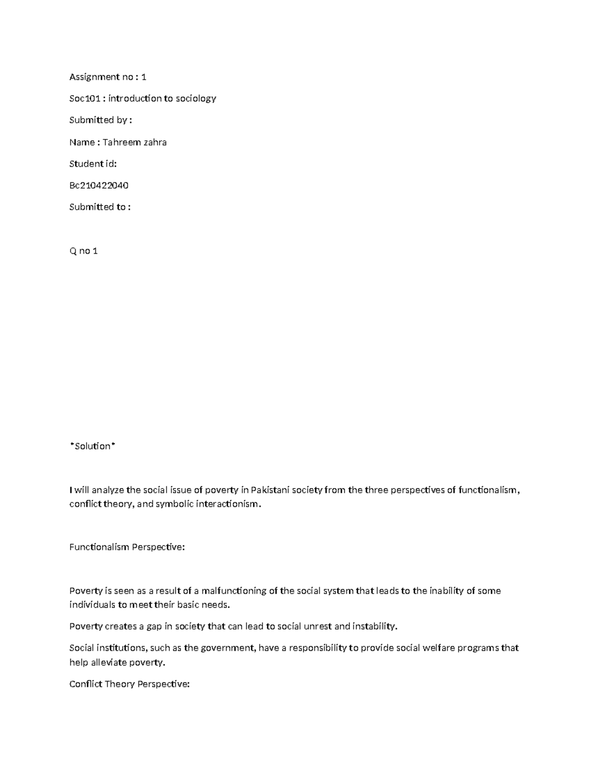 Bc210422040 soc 101 assignment - Assignment no : 1 Soc101 ...