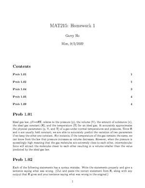 Hwk5 - homework - title: “MAT215: Homework 5” author: “Garry Hu” date ...