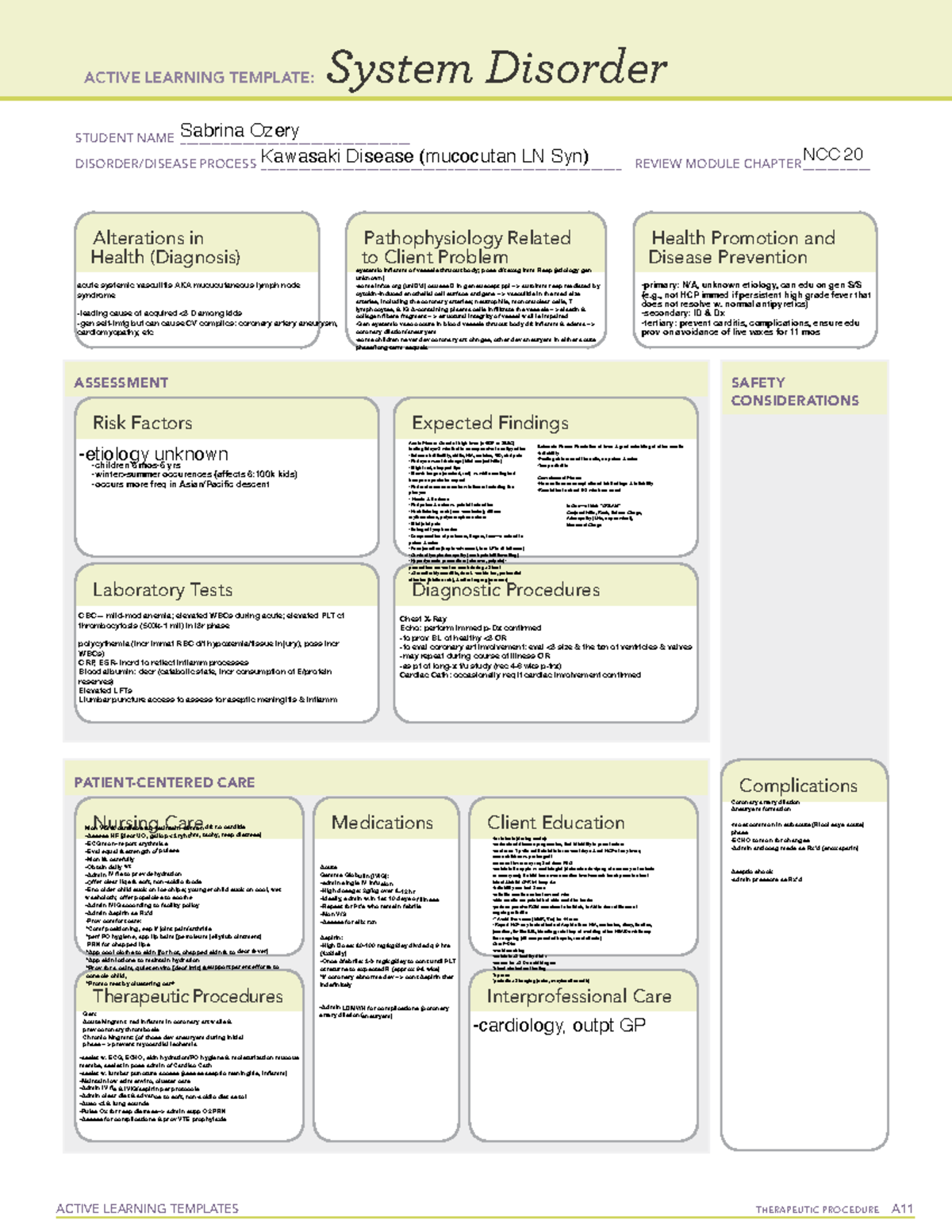 Kawasaki D System DTemp ACTIVE LEARNING TEMPLATES THERAPEUTIC PROCEDURE A System Disorder