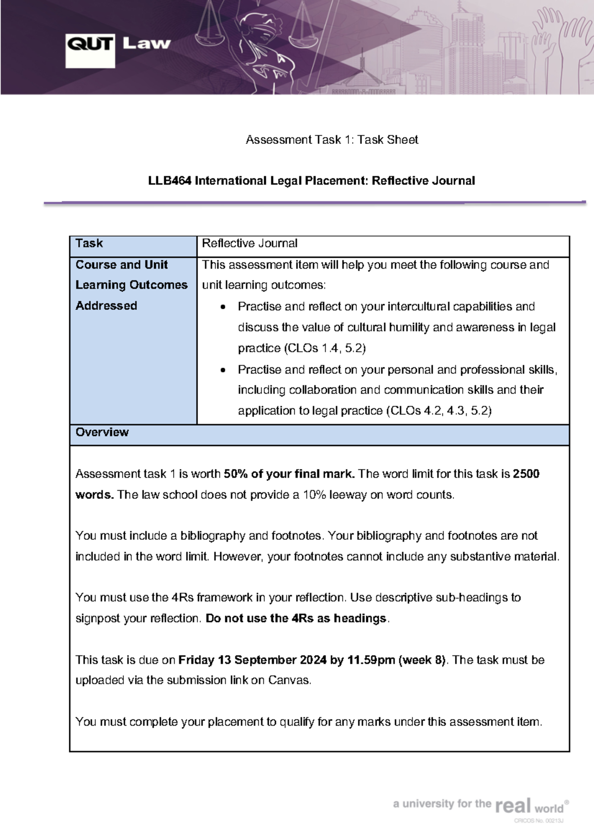 2024 S2 LLB464 Assessment Task 1 Task Sheet-3 - Assessment Task 1: Task ...