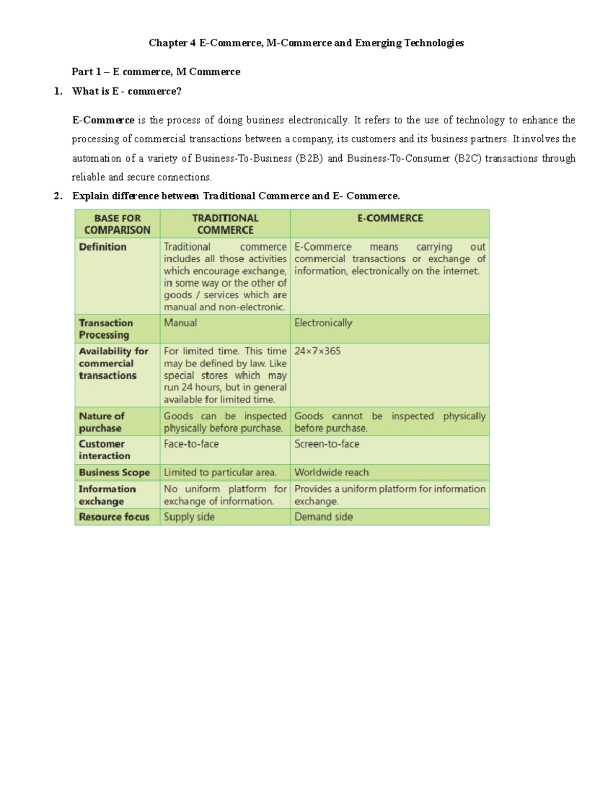 Ch4 Points - Chapter 4 E-Commerce, M-Commerce and Emerging Technologies ...