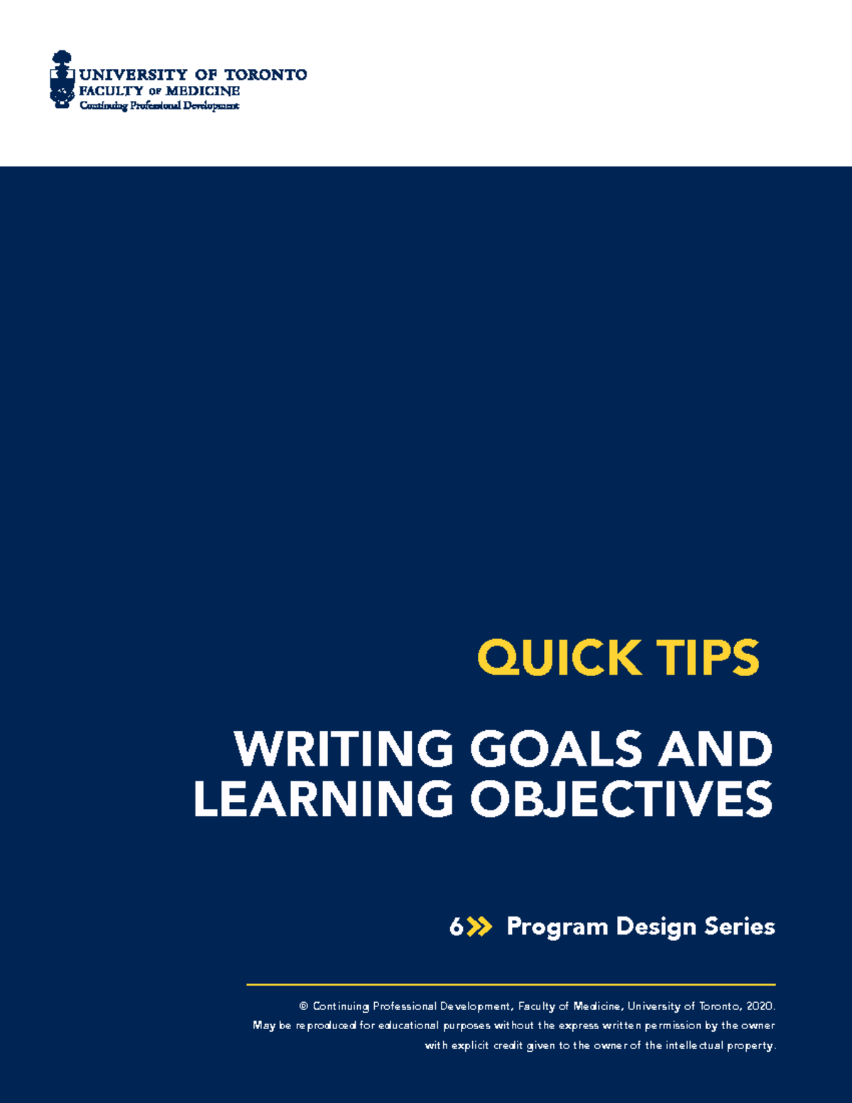 06 Writing Goals And Learning Objectives WRITING GOALS AND LEARNING OBJECTIVES QUICK TIPS 6