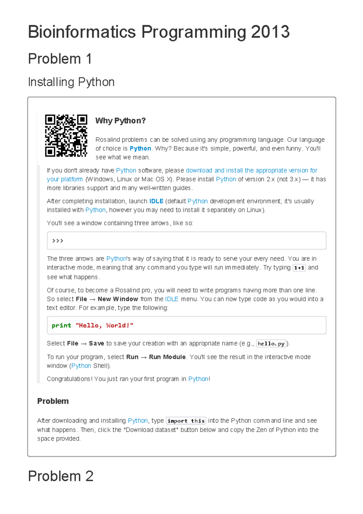 Python Exercises ( PDFDrive ) - Bioinformatics Programming 2013 Problem ...