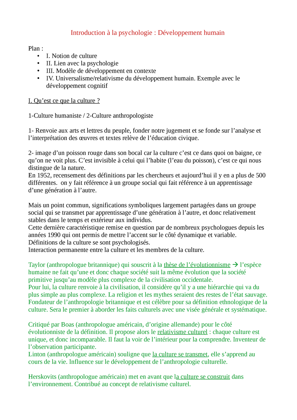 Fichier 4 Cours De L1 Introduction à La Psychologie Développement Humain Plan I 1686