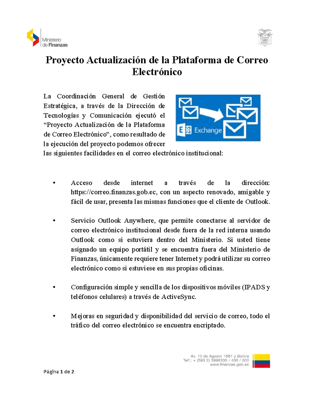 Proyecto Correo Electrónico Finalizado - Página 1 de 2 Proyecto ...