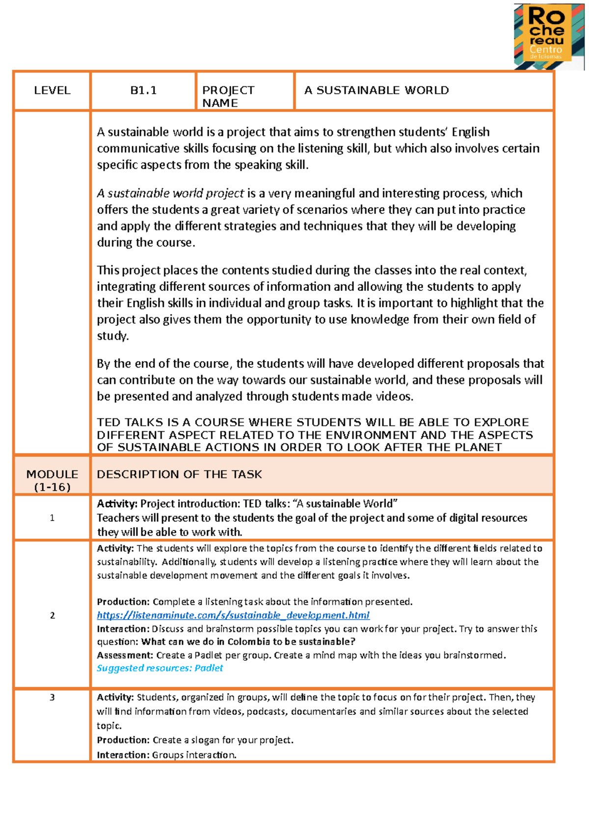 Project A sustainable World B1 - LEVEL B1 PROJECT NAME A SUSTAINABLE ...