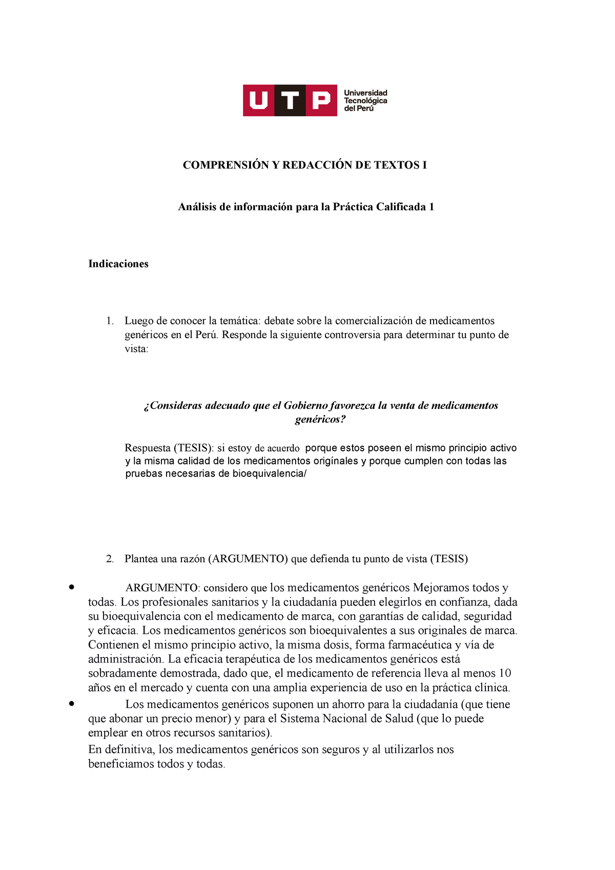 Semana 5 - Resumen - COMPRENSIÓN Y REDACCIÓN DE TEXTOS I Análisis De ...