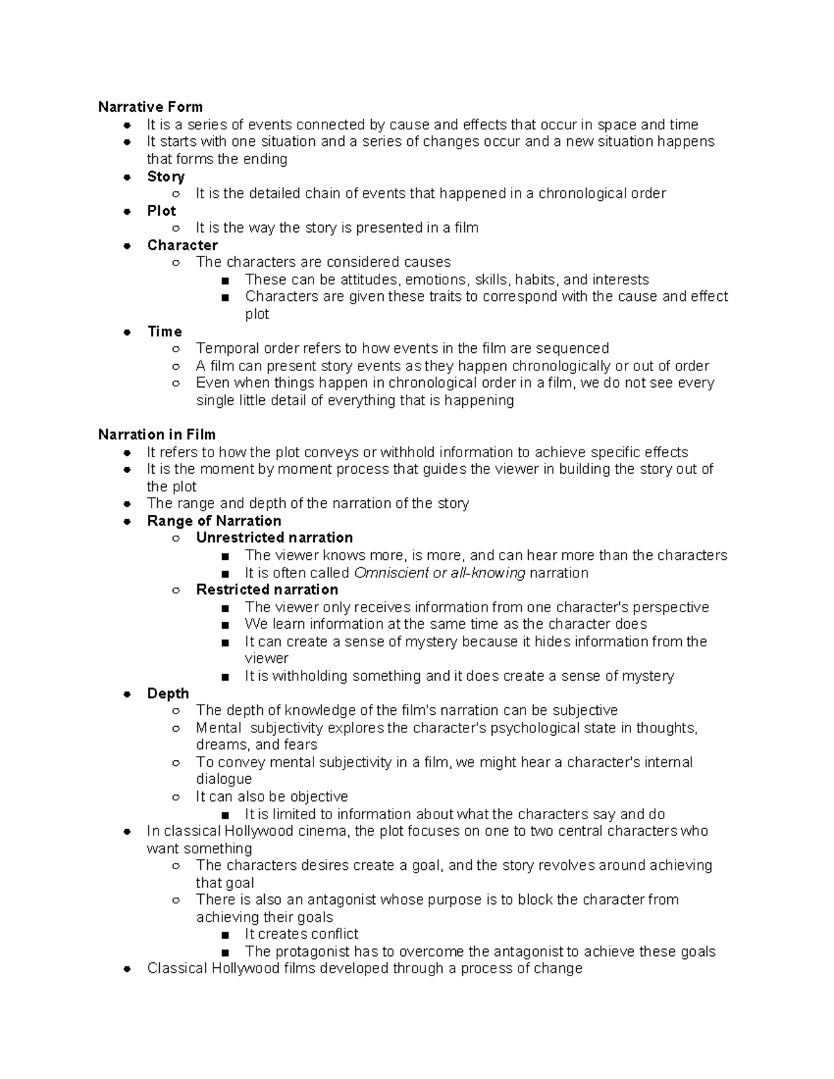 Narrative FORM -Film - Narrative Form It is a series of events ...