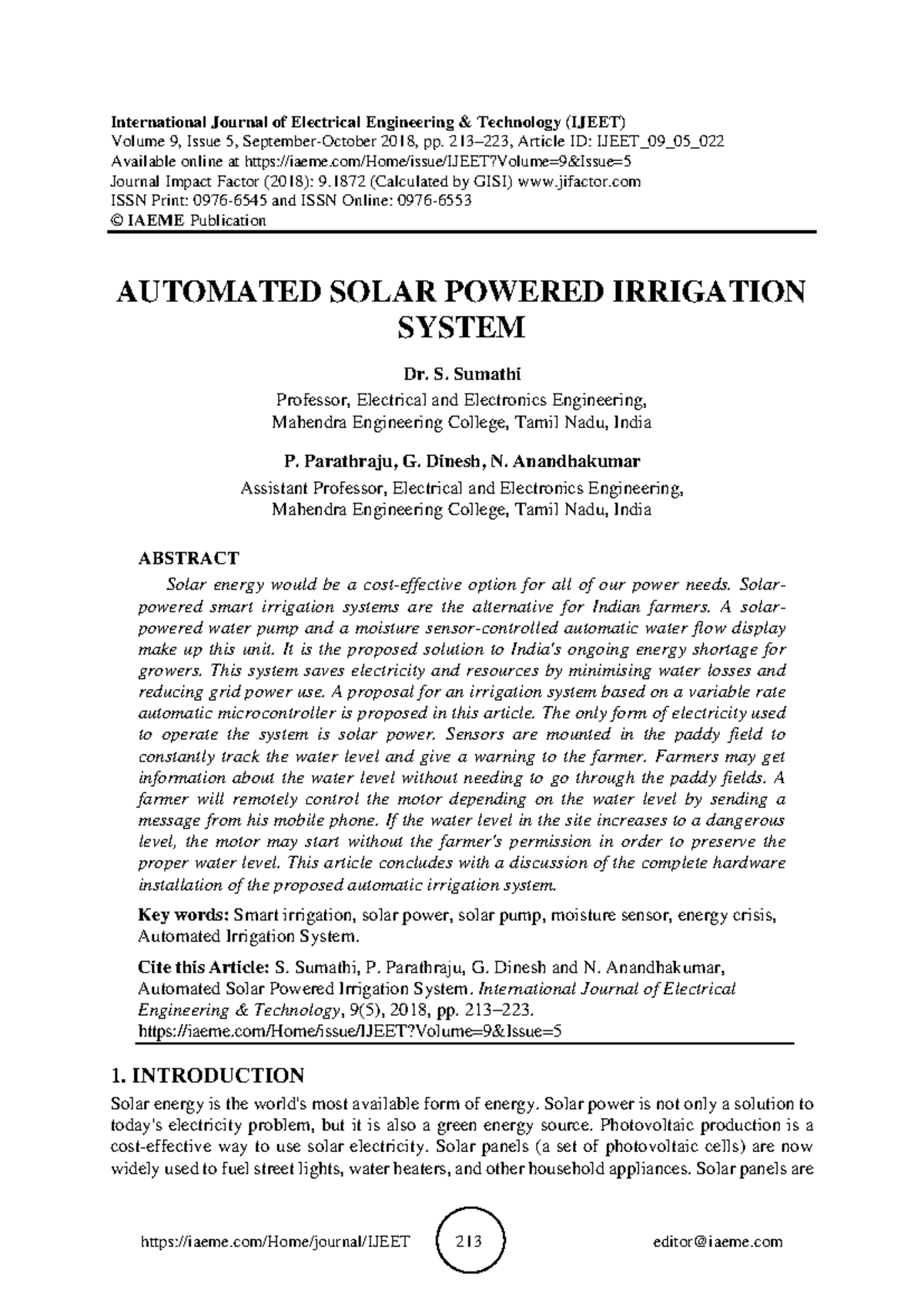 Automated Solar Powered Irrigation Syste - International Journal of ...