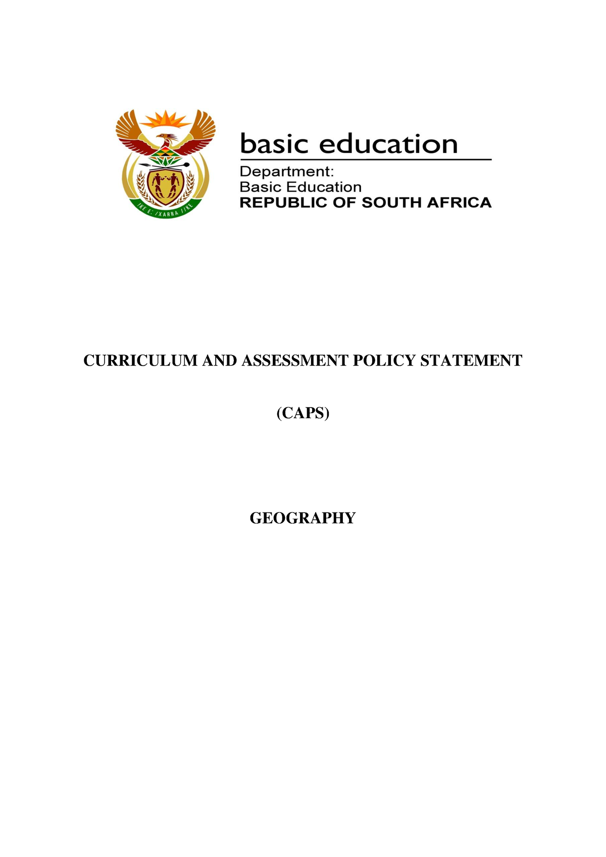 Geography CAPS Updated - CURRICULUM AND ASSESSMENT POLICY STATEMENT ...