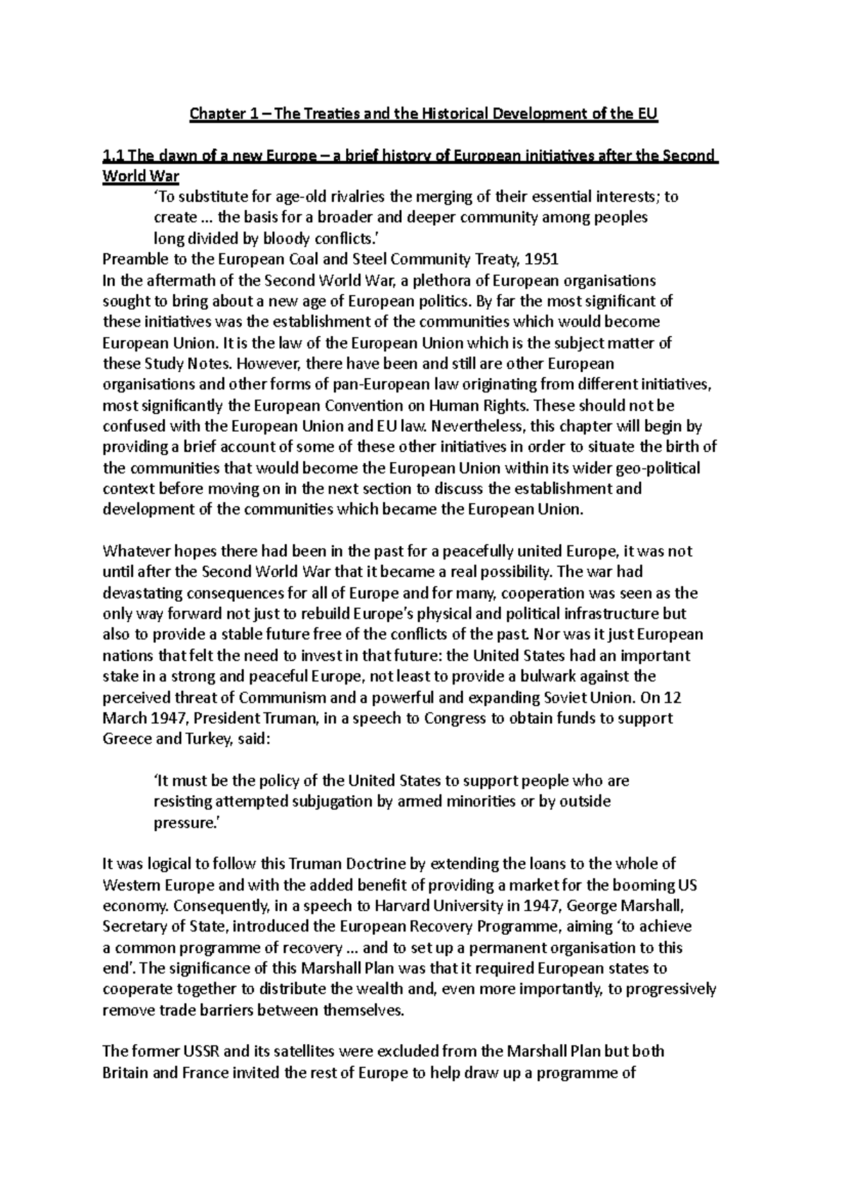Chapter 1 – The Treaties and the Historical Development of the EU ...